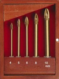 Товар «Набор сверл по стеклу и керамике Strong HSS-TiN 4/5/6/8/10 мм (5 шт)» Фото товара «Набор сверл по стеклу и керамике Strong HSS-TiN 4/5/6/8/10 мм (5 шт)»