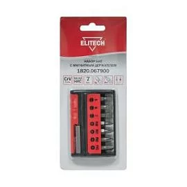 Товар «Набор бит Elitech с магнитным держателем (7 шт)» Фото товара «Набор бит Elitech с магнитным держателем (7 шт)»