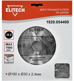 Фото товара «Диск пильный Elitech 190x2,4х30 мм 36T»