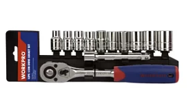 Фото товара «Набор торцевых головок с трещоткой WORKPRO 1/2" 10-22 мм (12 шт) (WP202558)»
