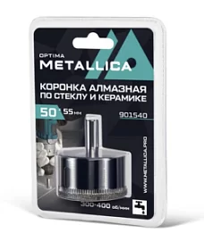 Товар «Коронка алмазная Metallica Optima 50x55 мм #80 по стеклу/плитке» Фото товара «Коронка алмазная Metallica Optima 50x55 мм #80 по стеклу/плитке»