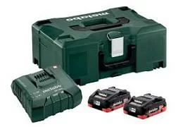 Фото товара «Комплект аккумуляторов Metabo Basic-Set (2 акк 4.0Ач LiHD 18В+ЗУ Ultra+ML)»