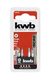 Фото товара «Набор бит KWB Micro PH000, PH00, PH0, PH1 28 мм (4 шт)»