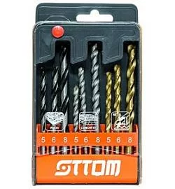 Товар «Набор сверл универсальный Ottom 5,0-8,0 мм (9 шт)» Фото товара «Набор сверл универсальный Ottom 5,0-8,0 мм (9 шт)»