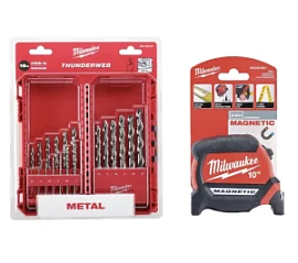 Товар «Набор Milwaukee №4 (Набор сверл по металлу 4932493869 + Рулетка 10 м 4932464601)» Фото товара «Набор Milwaukee №4 (Набор сверл по металлу 4932493869 + Рулетка 10 м 4932464601)»