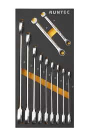 Фото товара «Набор ключей комбинированных трещоточных Runtec 8-24 мм в ложементе EVA (11 шт)»