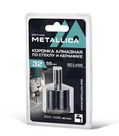 Фото товара «Коронка алмазная Metallica Optima 32x55 мм #80 по стеклу/плитке»