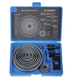 Товар «Набор коронок по дереву Зубр 19-127 мм (12 шт) (29554-H15)» Фото товара «Набор коронок по дереву Зубр 19-127 мм (12 шт) (29554-H15)»