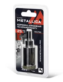 Товар «Коронка алмазная Metallica Ultra 25х70 мм #46 со сверлом, по керамограниту, плитке» Фото товара «Коронка алмазная Metallica Ultra 25х70 мм #46 со сверлом, по керамограниту, плитке»