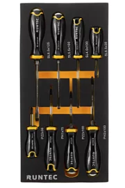 Фото товара «Набор отверток Runtec S2 PH/PZ/SL в ложементе EVA усиленные и стандартные (8 шт)»