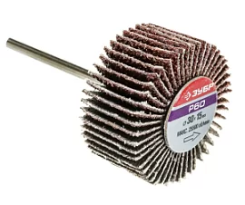 Фото товара «Диск шлифовальный лепестковый Зубр 30х15х6 мм Р60 на шпильке»