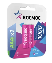 Фото товара «Аккумулятор Космос AAA/R03 1000 мАч NI-Mh BP-2 (2 шт) »