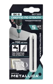 Фото товара «Сверло по стеклу и плитке Metallica Optima 5х67 мм/ 2 резца с цилиндрическим хвостовиком»