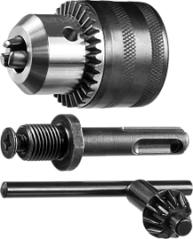 Фото товара «Патрон сверлильный ключевой Зубр Мастер 1/2″ 2-13 мм с ключом и переходником SDS-plus»