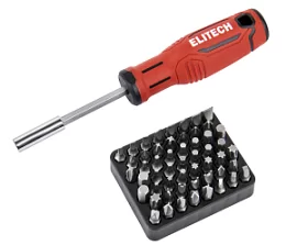 Фото товара «Отвертка и набор бит Elitech (53 шт) (290001)»