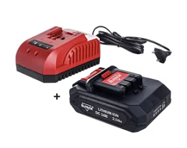 Фото товара «Набор аккумуляторов Elitech 2х18В 2 A/h Li-ion + 2 з/у »