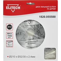 Вы смотрели Диск пильный Elitech 210x2,4х32/30 мм 24T