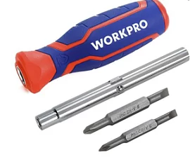 Товар «Отвертка с насадками WORKPRO 6-в-1 с двухкомпонентной рукояткой (WP221046)» Фото товара «Отвертка с насадками WORKPRO 6-в-1 с двухкомпонентной рукояткой (WP221046)»