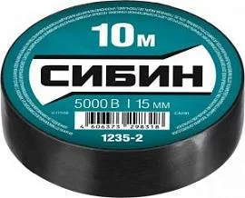Фото товара «Изолента ПВХ СИБИН 10 м х 15 мм черная (1235-2)»