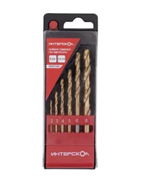 Фото товара «Набор сверл по металлу Интерскол HSS-TiN 2,0-8,0 мм (6 шт)»