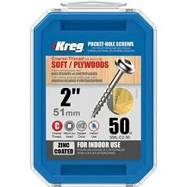 Товар «Шурупы оцинкованные с крупным шагом Kreg Maxi-Lock 2" 51 мм (50 шт)» Фото товара «Шурупы оцинкованные с крупным шагом Kreg Maxi-Lock 2" 51 мм (50 шт)»