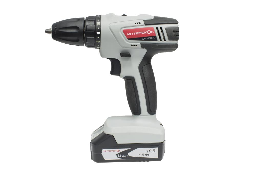 Аккумуляторная дрель-шуруповерт Интерскол ДА-10/18Л2 Li-ion (2х1,5 Ач) №1