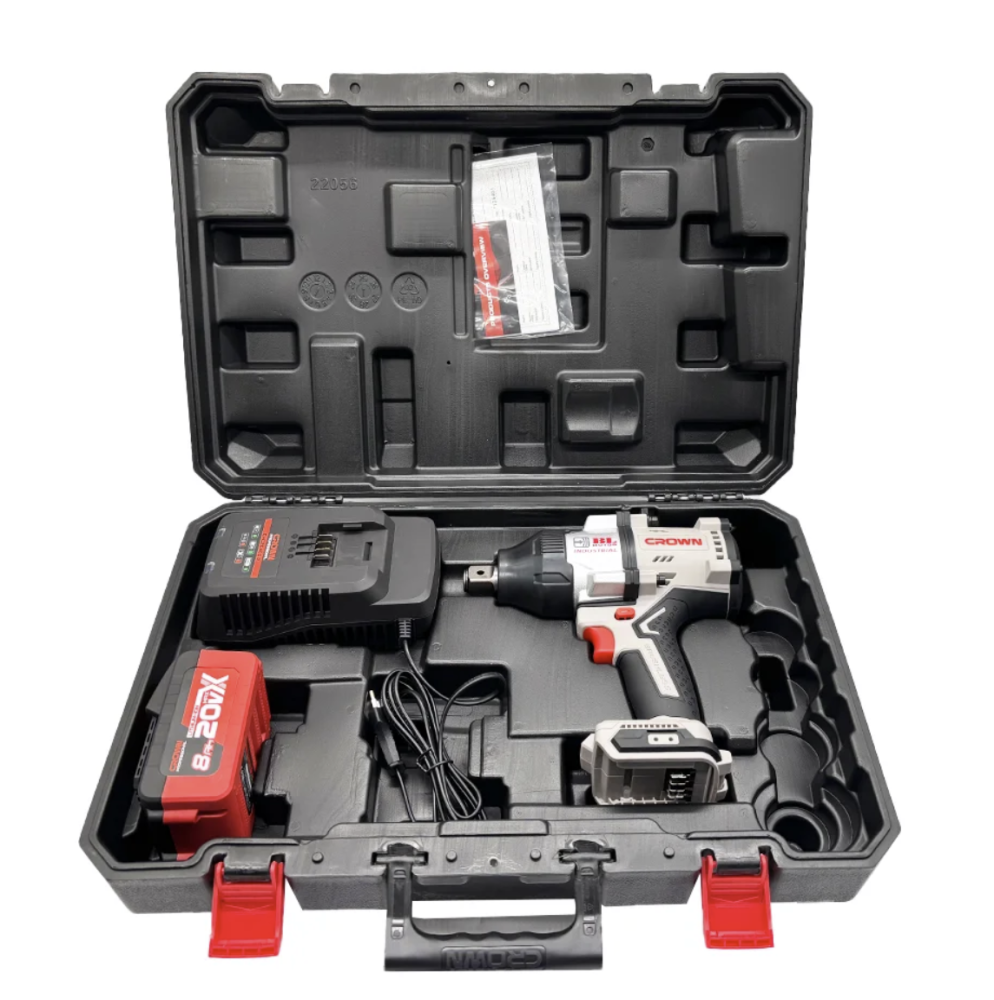 Аккумуляторный ударный гайковерт Crown CT22056HX-8SC4 BMC 20В (1х8,0 Ач) в кейсе №7