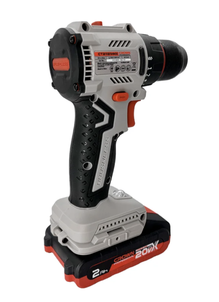 Аккумуляторная дрель-шуруповерт Crown CT21131HMX-2 BMC BL 20В (2х2,0 Ач) в кейсе – №1