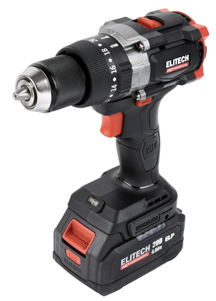Аккумуляторная ударная дрель-шуруповерт Elitech HD CD 20BL2 (2х4,0 Ач) (E2201.042.02) №1