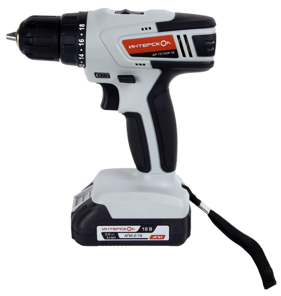 Аккумуляторная дрель-шуруповерт Интерскол ДА-10/18ЭР 35 ПРОМО (2х2,0 Ач) – №1