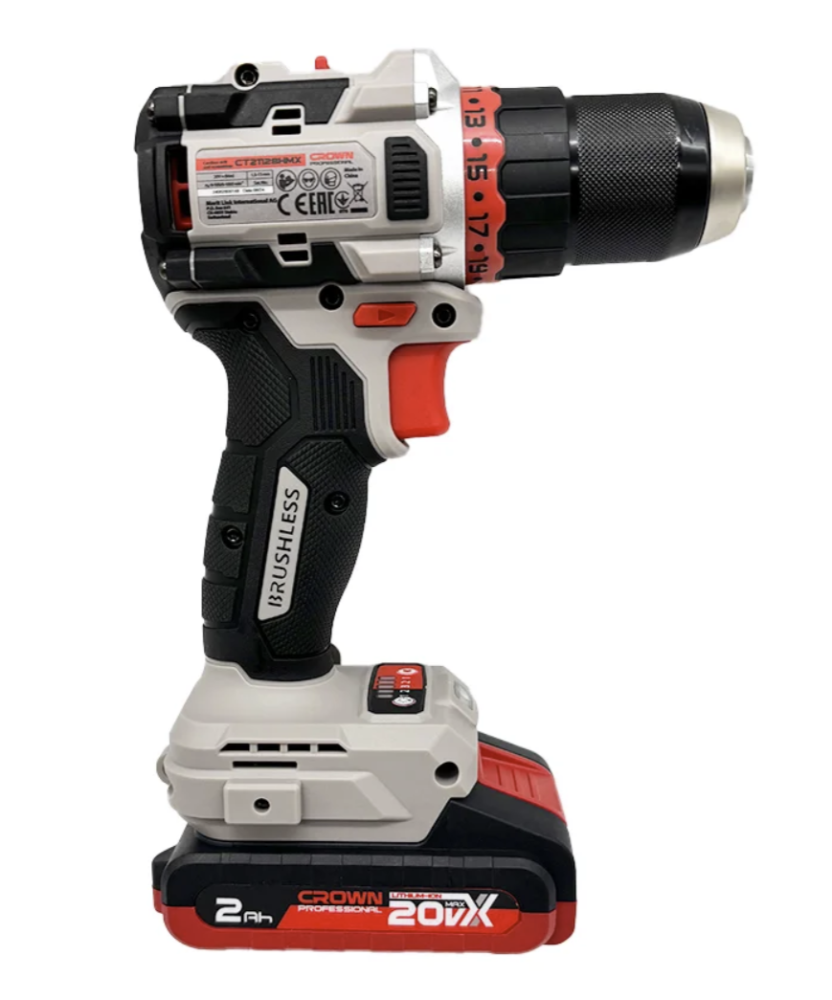 Аккумуляторная дрель-шуруповерт Crown CT21128HMX-2 BMC 20В (2х2,0 Ач) в кейсе №2