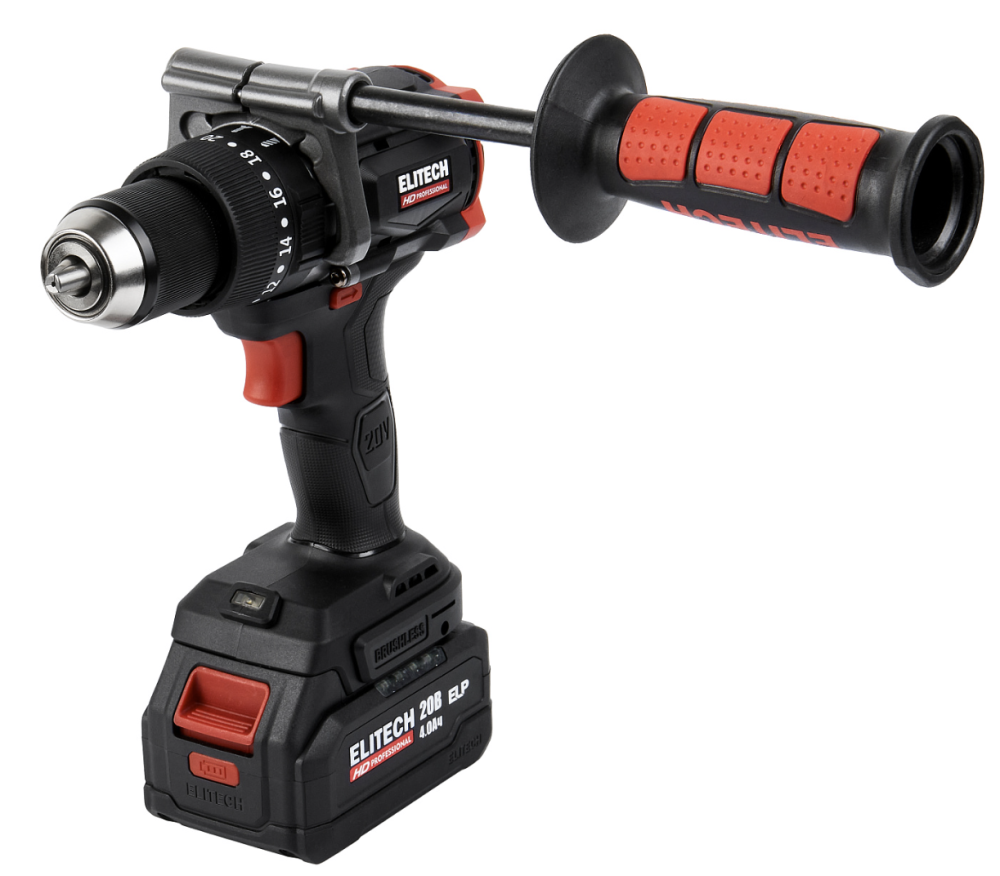 Аккумуляторная ударная дрель-шуруповерт Elitech HD CD 20BL2 (2х4,0 Ач) (E2201.042.02) №6