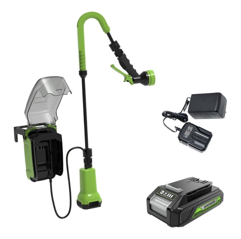 Аккумуляторный насос Greenworks G24SWP 24V для бочки (1х2,0 Ач) №1