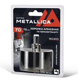 Фото товара «Коронка алмазная Metallica Ultra 70х70 мм #46 со сверлом, по керамограниту, плитке»