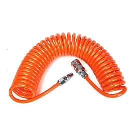 Фото товара «Шланг пневматический спиральный Парма 5х8 мм/ 10 м с фитингами рапид»