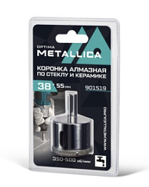 Товар «Коронка алмазная Metallica Optima 38x55 мм #80 по стеклу, плитке» Фото товара «Коронка алмазная Metallica Optima 38x55 мм #80 по стеклу, плитке»