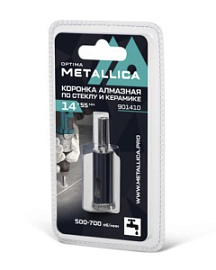Товар «Коронка алмазная Metallica Optima 14x55 мм #80 по стеклу, плитке» Фото товара «Коронка алмазная Metallica Optima 14x55 мм #80 по стеклу, плитке»
