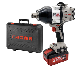 Фото товара «Аккумуляторный ударный гайковерт Crown CT22056HX-8SC4 BMC 20В (1х8,0 Ач) в кейсе»