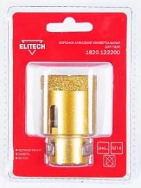 Фото товара «Коронка алмазная для УШМ Elitech 40хМ14 по керамограниту »