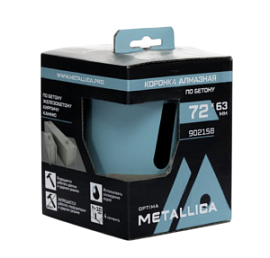 Товар «Коронка алмазная Metallica Optima 72x63 мм М16 без хвостовика сегментная по бетону» Фото товара «Коронка алмазная Metallica Optima 72x63 мм М16 без хвостовика сегментная по бетону»