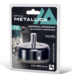 Товар «Коронка алмазная Metallica Optima 70x55 мм #80 по стеклу, плитке» Фото товара «Коронка алмазная Metallica Optima 70x55 мм #80 по стеклу, плитке»